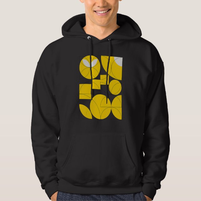 Vintage 20s Geometric Yellow Shapes Retro Abstract Hoodie (Vorderseite)