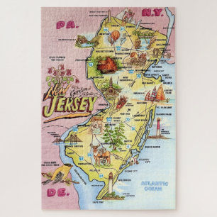 Vintage 20x30 New Jersy Karte Puzzle