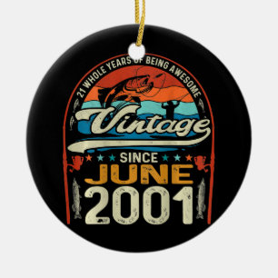 Vintage 21. Geburtstag Juni 2001 21 Jahre alt Keramik Ornament