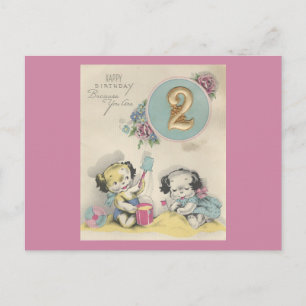 Vintage "2 Jahre alt" Alles Gute zum Geburtstag Postkarte