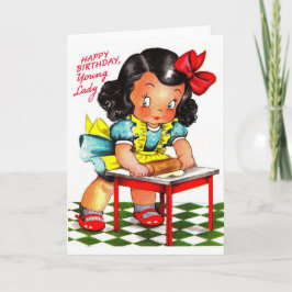 Vintage 30er-Jahre Happy Birthday Young Lady Karte