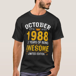 Vintage 33 Jahre alt Oktober 1988 33. Geburtstag G T-Shirt