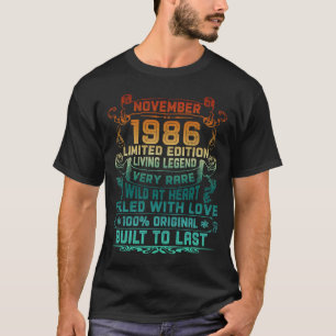 Vintage 35 Jahre alt November 1986 35. Geburtstag T-Shirt
