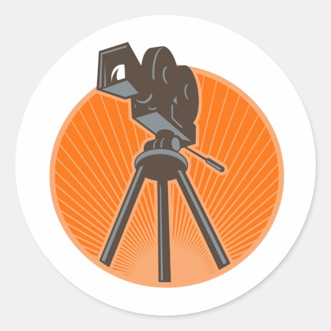 Vintage 35 mm Bildkamera Retro Runder Aufkleber (Vorderseite)