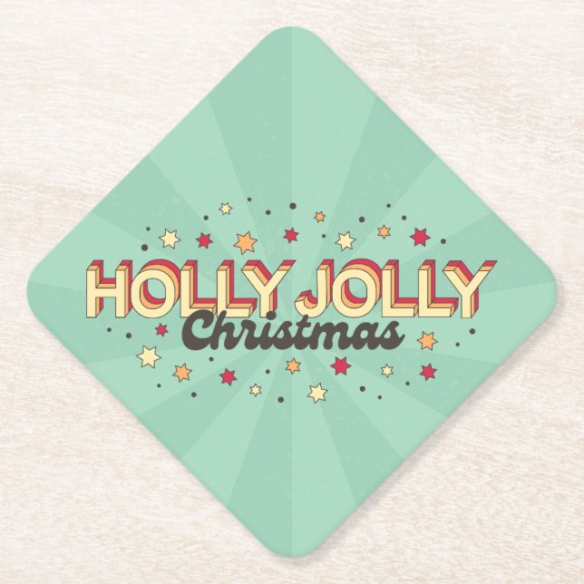 Vintage 3D-Typografie, Weihnachtstext Untersetzer (Vorderseite)