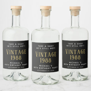 Vintage 40. Geburtstagsfeier Schwarz Alkoholflaschenetikett
