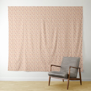 Vintage 40er Jahre Soft Peach & Taupe Utility Bloo Wandteppich