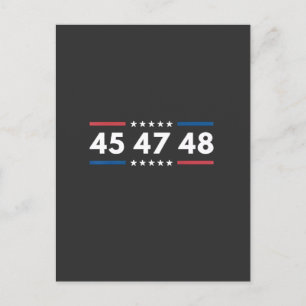 Vintage 45 47 48 Trump 2024 USA-Flagge Präsident Ankündigungspostkarte