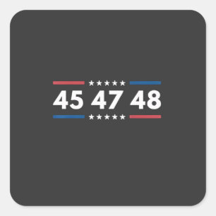 Vintage 45 47 48 Trump 2024 USA-Flagge Präsident Quadratischer Aufkleber
