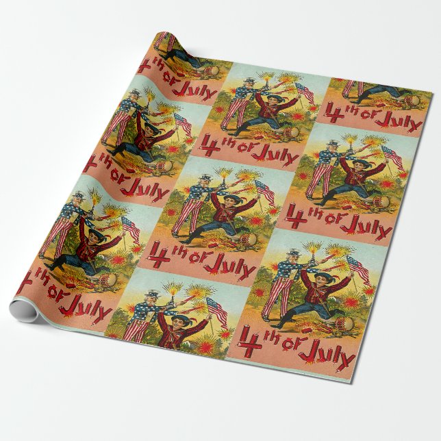 Vintage 4. Juli  Geschenkpapier (Ungerollt)