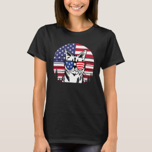 Vintage 4. Juli Kätzchen Gesicht Sonnenbrille Amer T-Shirt