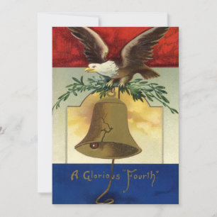 Vintage 4. Juli mit Adler und Freiheitsglocke Einladung