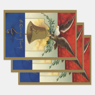 Vintage 4. Juli mit Adler und Freiheitsglocke Geschenkpapier Set