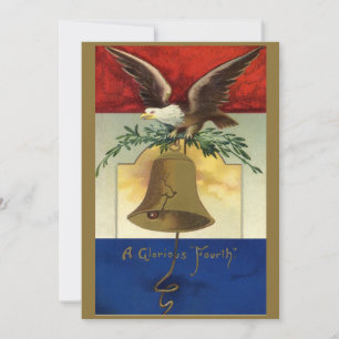 Vintage 4. Juli mit Adler und Freiheitsglocke Karte