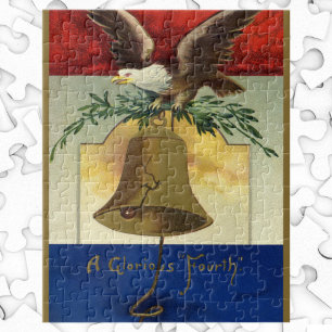Vintage 4. Juli mit Adler und Freiheitsglocke Puzzle