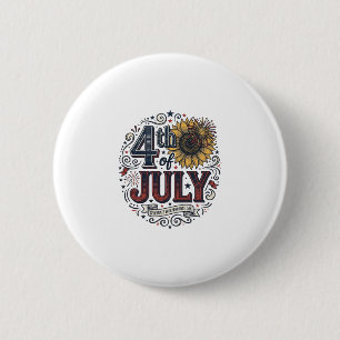 Vintage 4. Juli patriotisches Sonnenblumen-Shirt D Button