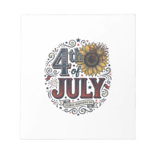 Vintage 4. Juli patriotisches Sonnenblumen-Shirt D Notizblock
