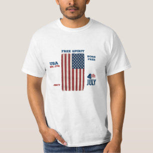 Vintage 4. Juli USA-Flagge Freigeist Patriotisch T-Shirt