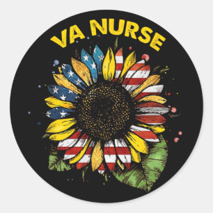 Vintage 4. Juli VA Krankenschwester Patriotisch Ec Runder Aufkleber