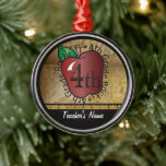 Vintage 4. Klasse | Kopfbrett Ornament Aus Metall<br><div class="desc">4. Klasse Lehrer Weihnachtsschmuck bereit für Sie zu personalisieren. 🥇 ORIGINAL COPYRIGHT ART DESIGN VON Donna Siegrist NUR AUF ZAZZLE VERFÜGBAR! ✔ HINWEIS: ÄNDERN SIE NUR DIE VORLAGEBEREICHE, DIE SIE BENÖTIGEN! 😀 Wenn nötig, können Sie einen Teil des Textes entfernen und neu hinzufügen, was immer Sie möchten und welchen Schriftart...</div>
