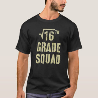 Vintage 4th Grade Squad Square Root 16 Vibes Hello T-Shirt