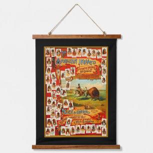 Vintage 50 berühmte indianische Häuptlinge Wandteppich Mit Holzrahmen