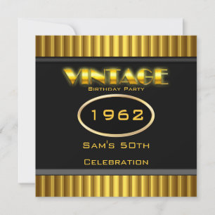 Vintage 50. Geburtstag Gold Schwarze Geburtstagsfe Einladung