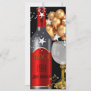 Vintage 50. Geburtstag Rotwein Schwarz Gold Silber Einladung