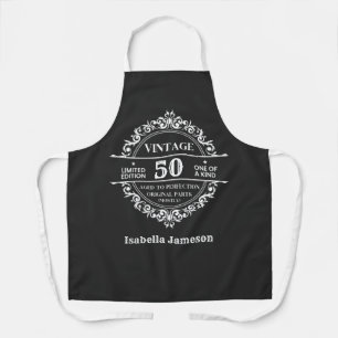 Vintage 50. Geburtstag Schwarz-Weiß-Monogramm Schürze
