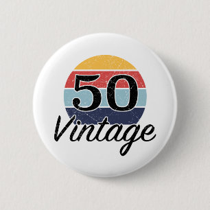 Vintage 50. Geburtstag Sonnenuntergang Button