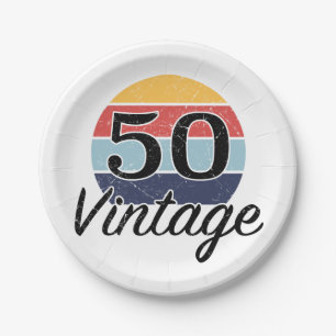Vintage 50. Geburtstag Sonnenuntergang Pappteller