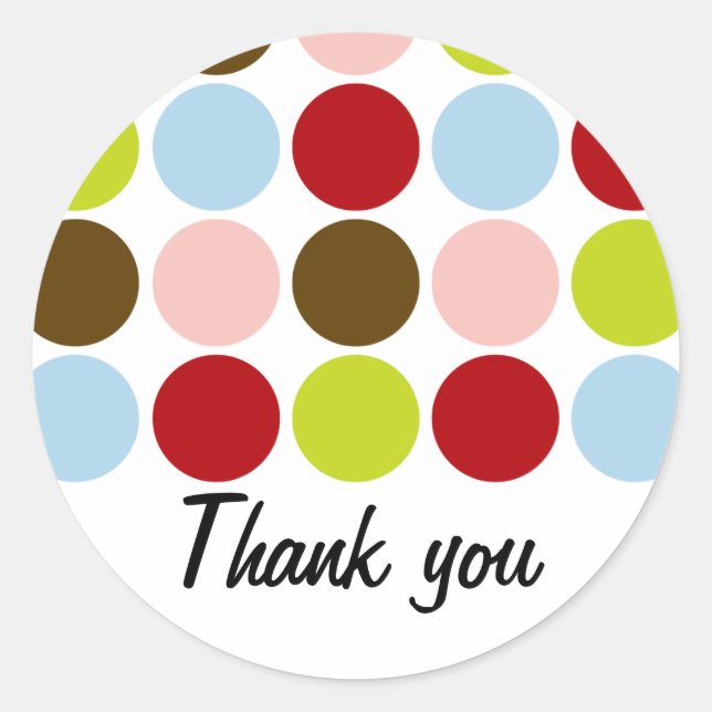 Vintage 50er Big Dots Danke Stickers (Vorderseite)