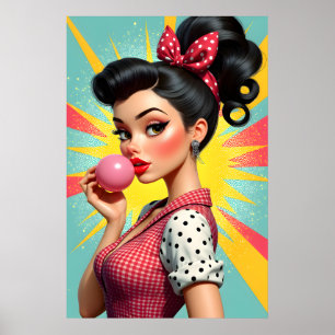 Vintage 50er Jahre Style Glamour Girl Poster