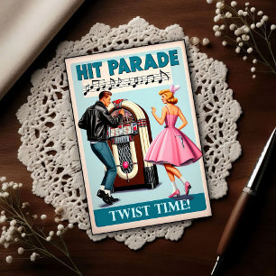 Vintage-50er-Jahre-Tanzparty Postkarte
