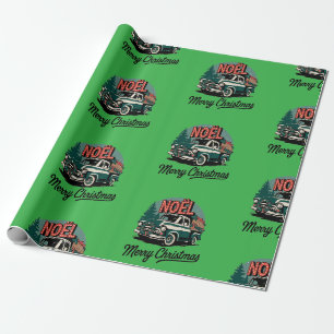 Vintage 50er LKW Weihnachten Geschenkpapier