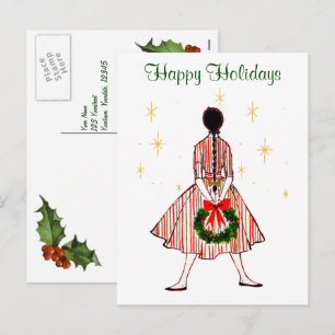 Vintage 50er Weihnachtsmädchen Vintage Postkarte