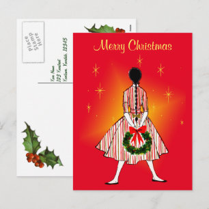 Vintage 50er Weihnachtsmädchen Vintage Postkarte