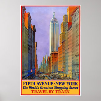 Vintage 5th Avenue New York City Travel Poster