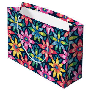 Vintage 60er Jahre Vibe Mod Daisies All-Over-Print Große Geschenktüte