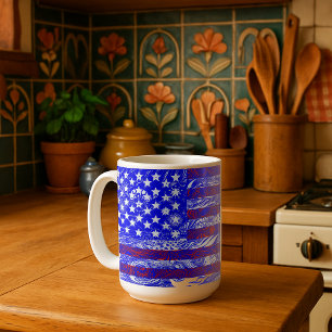 Vintage 60er-US-amerikanische Flagge-Psychedelic-A Kaffeetasse