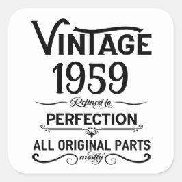 Vintage 65. Geburtstagsparty Quadratischer Aufkleber