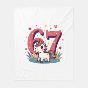 Vintage 67. Geburtstag Einhorn Regenbogen Süß Cart Fleecedecke