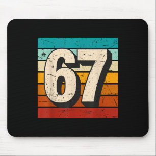 Vintage 67 Meme Retro Sechs Sieben Zahl Lustig 6 7 Mousepad
