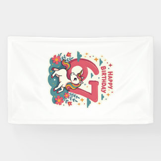 Vintage 67th Birthday Unicorn Rainbow Cute Cartoon Banner