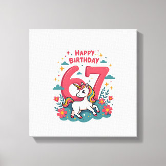 Vintage 67th Birthday Unicorn Rainbow Cute Cartoon Leinwanddruck
