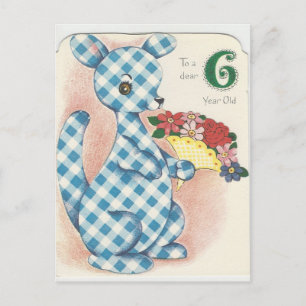 Vintage "6 Jahre alt" Happy Birthday Känguru Postkarte