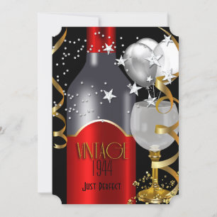 Vintage 70. Geburtstag Rotwein Schwarz Gold Silber Einladung