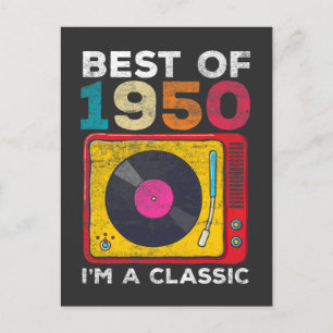Vintage 70. Geburtstags-Vinyls 1950 Geboren 70 Jah Postkarte
