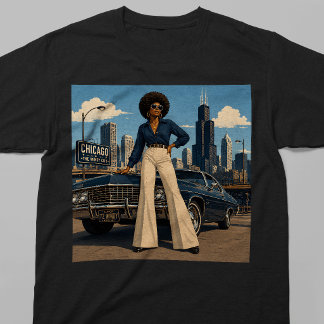 Vintage 70er Chicago Soul Schwarze Frau Retro-Stil T-Shirt