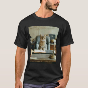 Vintage 70er Jahre Bürokatze bei der Arbeit am Sch T-Shirt